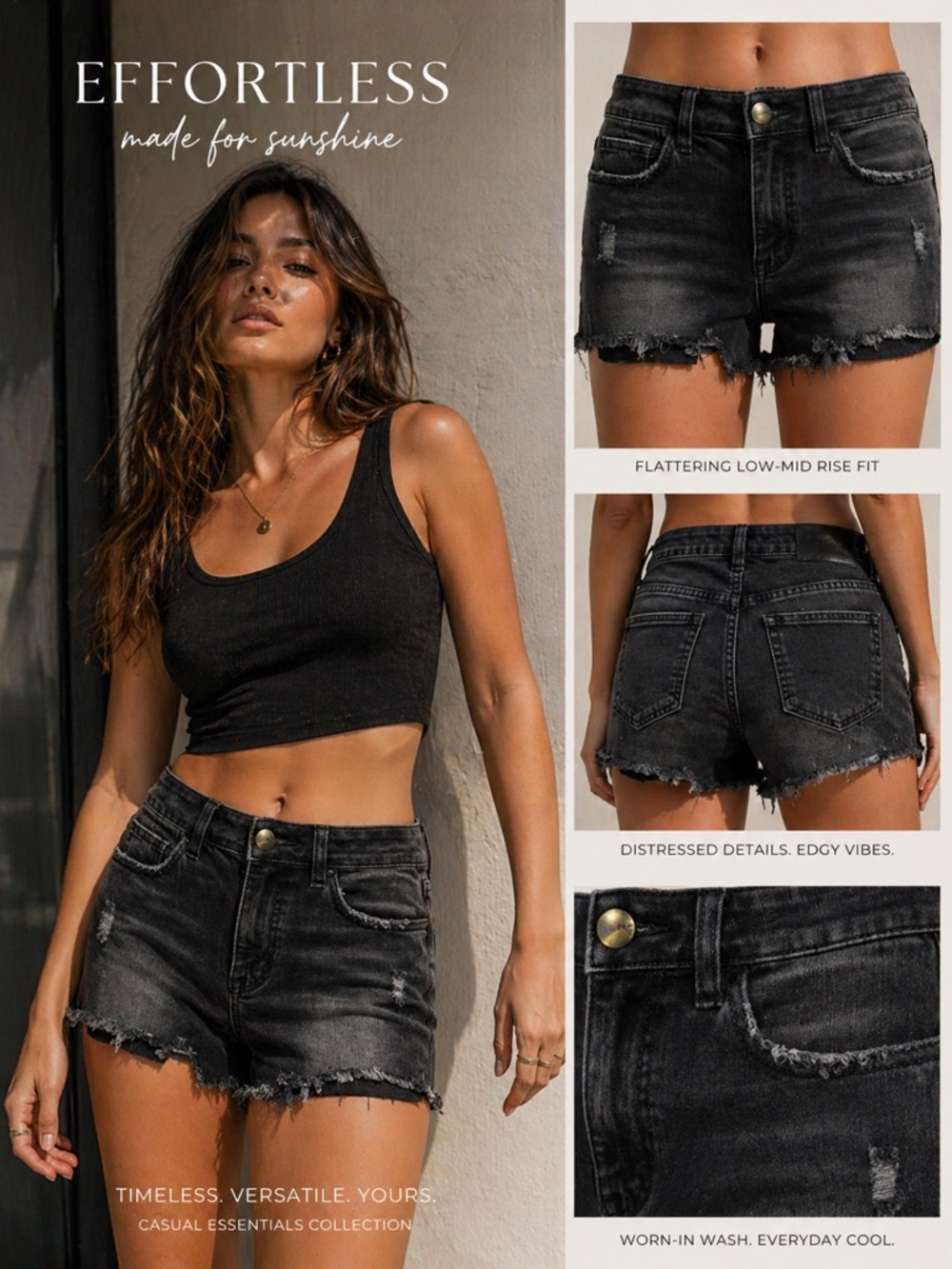 American Eagle Outfitter Women's Distressed Denim Shorts - Washed Black size 4